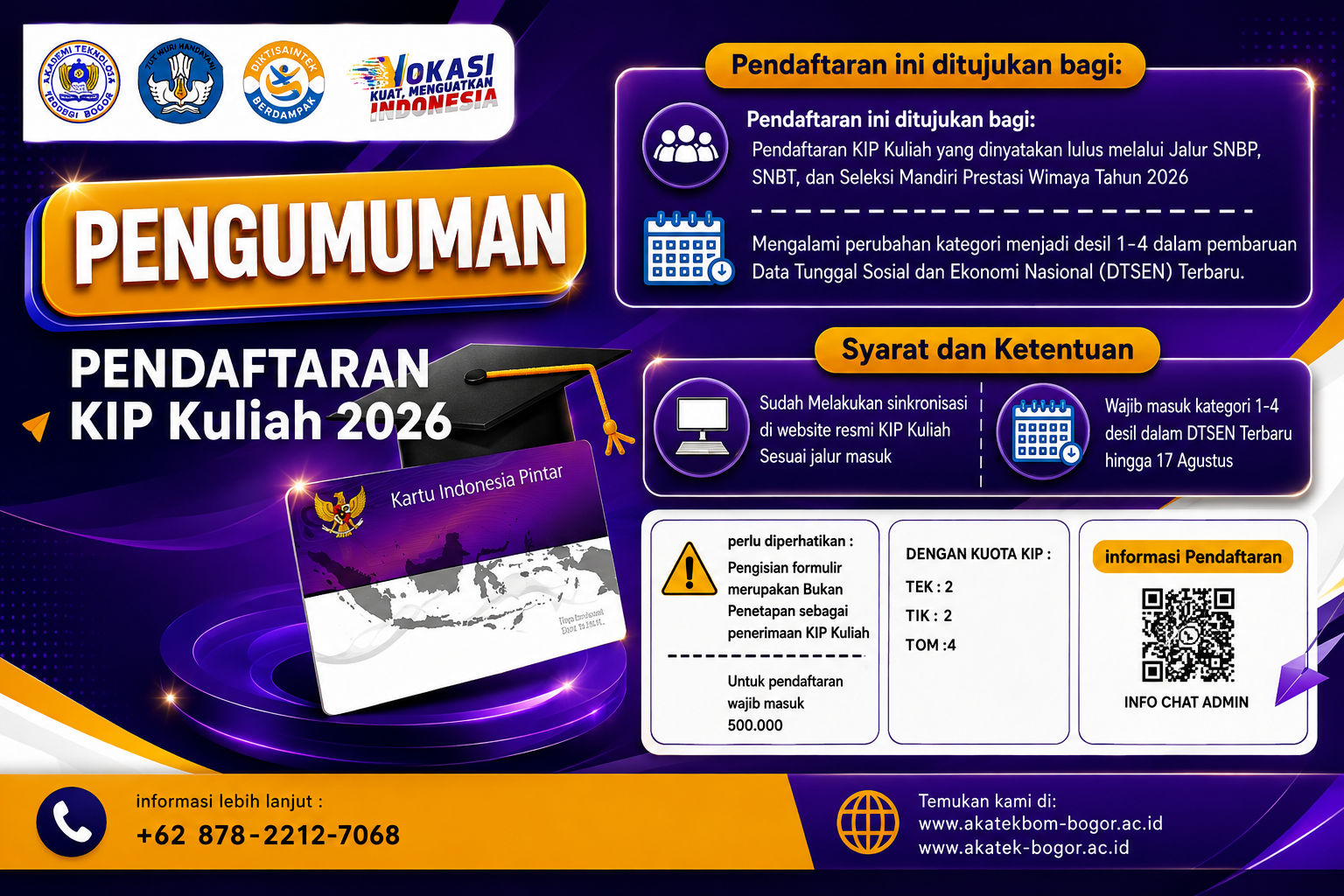 Pendaftaran Kip Kuliah Akatek Bogor